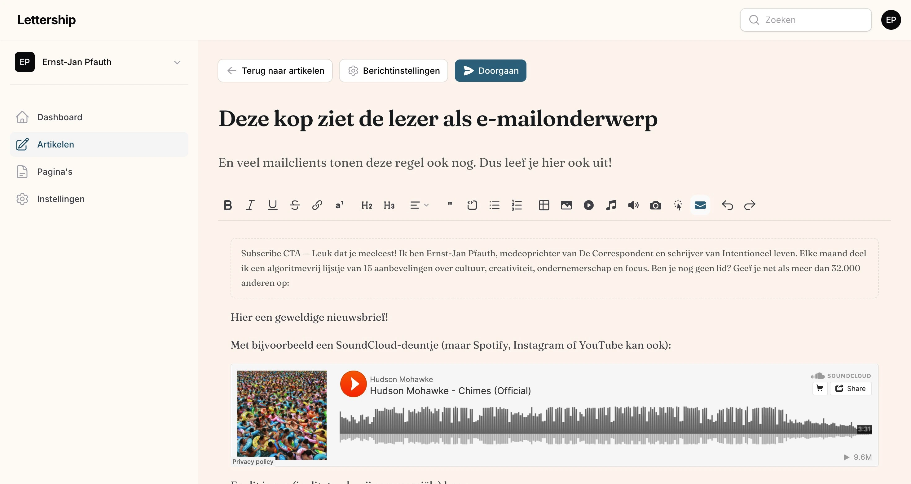 Artikelen editor